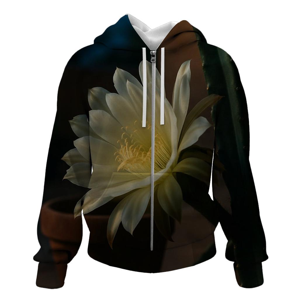 Night Blooming Cereus Opening On A Desert Patio graphic hoodies