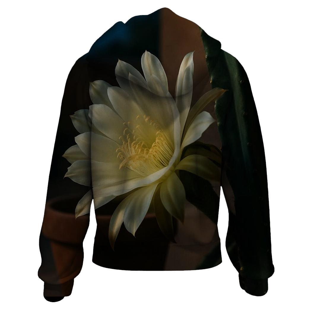 Night Blooming Cereus Opening On A Desert Patio graphic hoodies