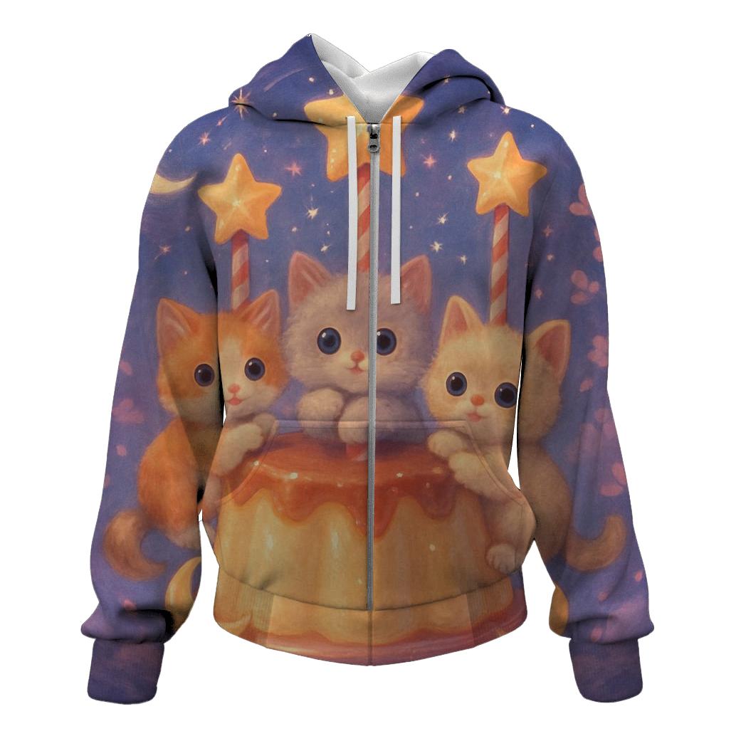 Moonlit Pudding Kitty Carousel heavyweight hoodies