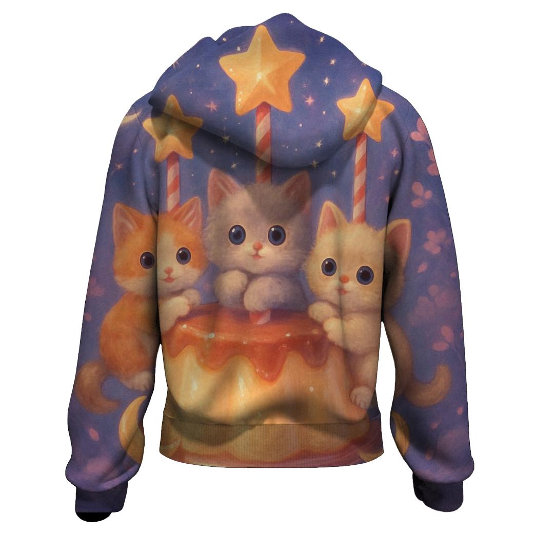 Moonlit Pudding Kitty Carousel heavyweight hoodies