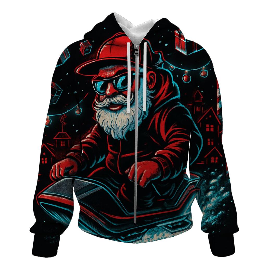 Neon Workshop Santa On Hover Sleigh graphic hoodies
