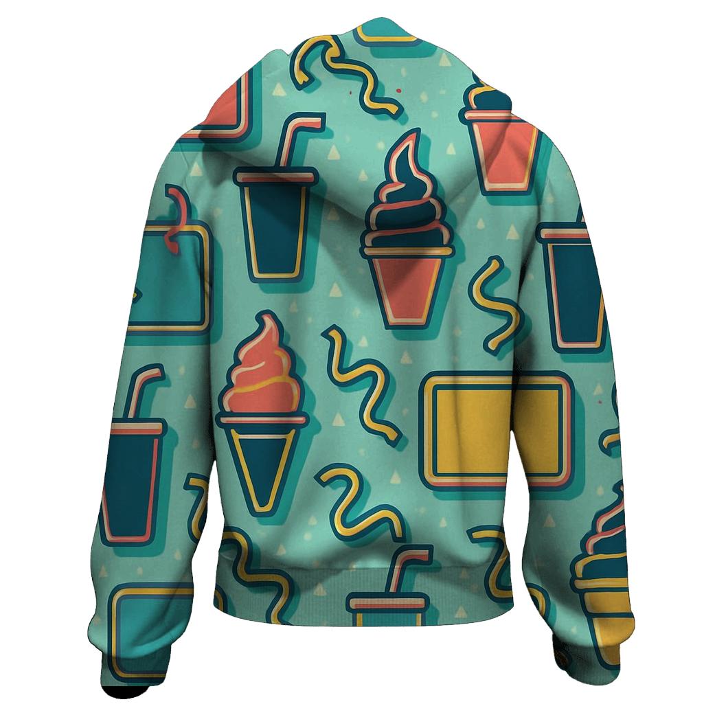 Mall Food Court Neon Pattern embroidered hoodies