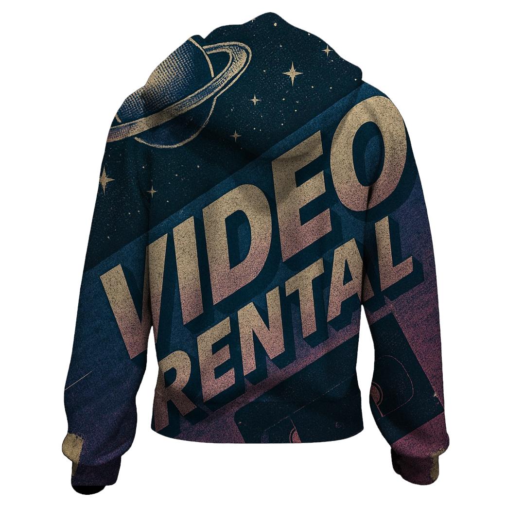 Distressed 1980s Video Store Sci Fi Rental Poster heavyweight hoodies
