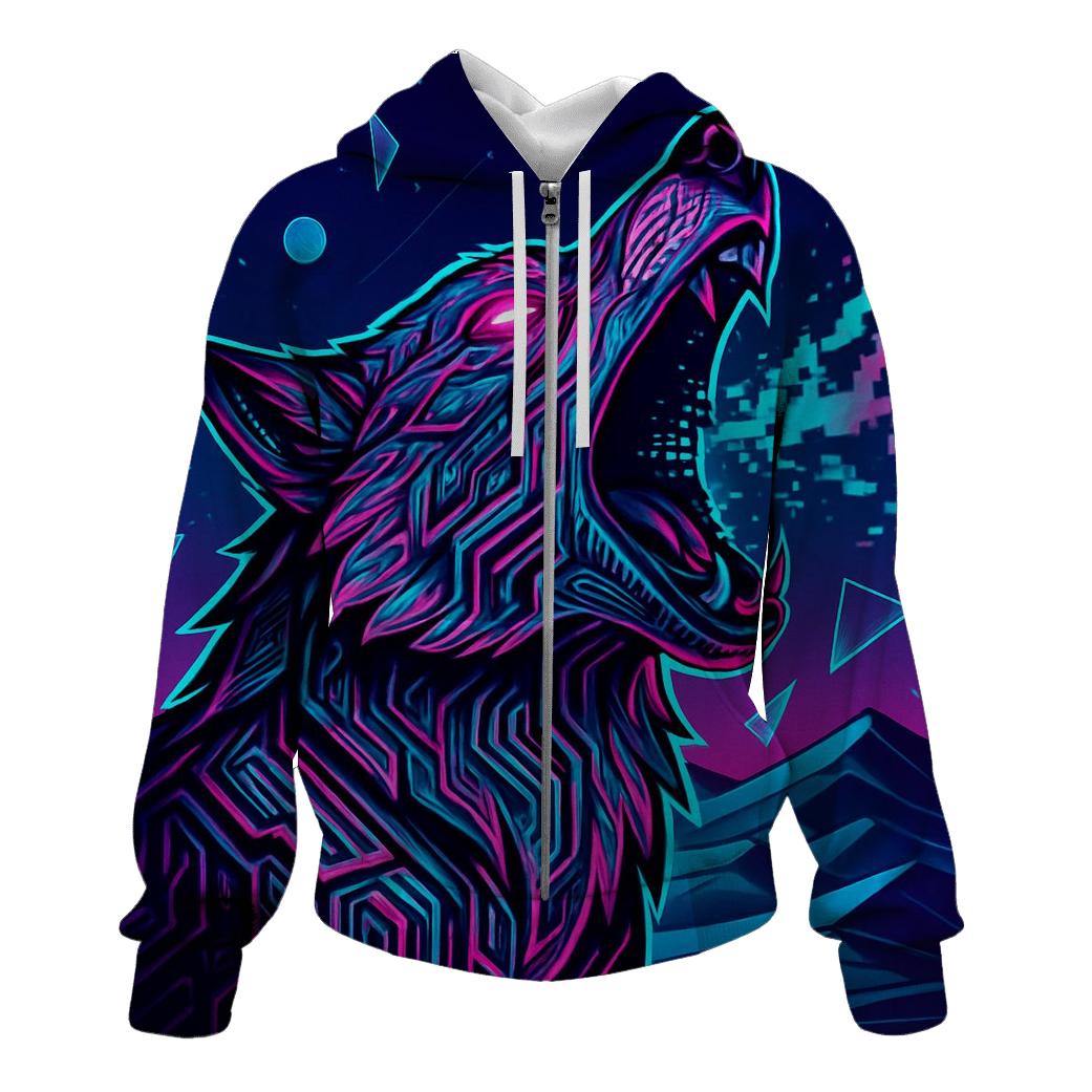 Neon Circuit Howl Over The Data Desert hoodie designs