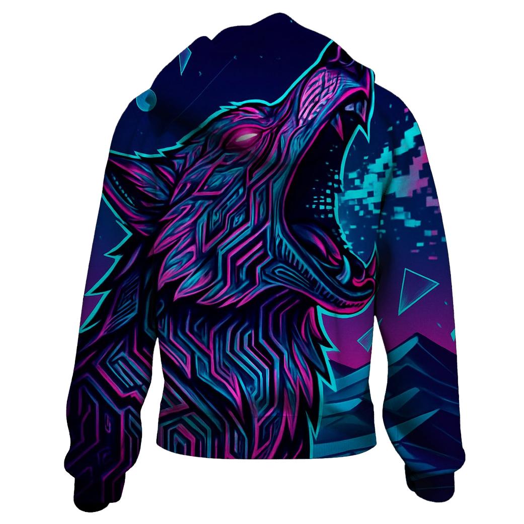 Neon Circuit Howl Over The Data Desert hoodie designs