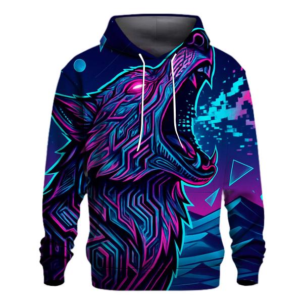 Neon Circuit Howl Over The Data Desert premium hoodies