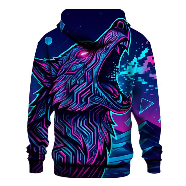 Neon Circuit Howl Over The Data Desert premium hoodies