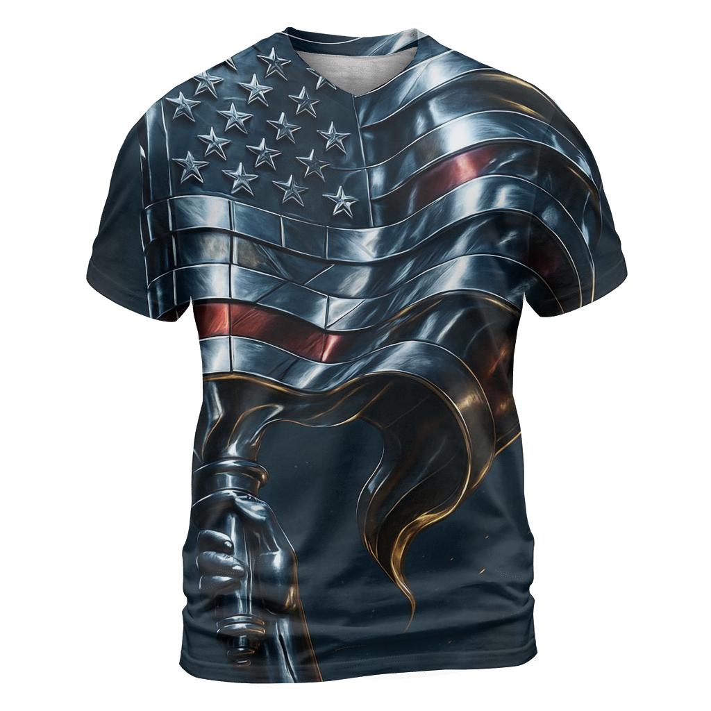 Chrome Liberty Surge Flag vibrant all-over design tees