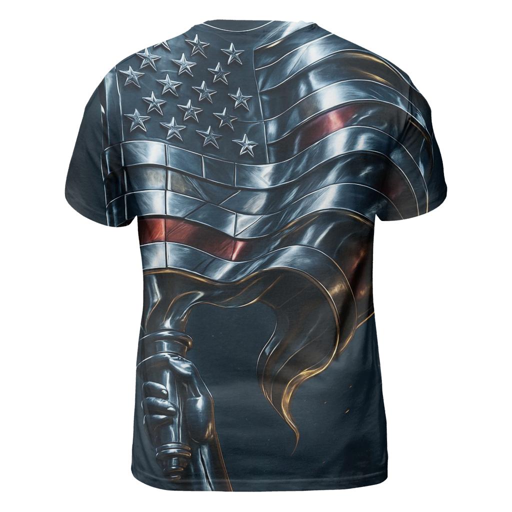 Chrome Liberty Surge Flag vibrant all-over design tees