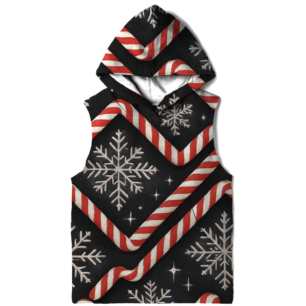 Midnight Snowflake And Candy Cane Chevron On Charcoal Background hoodie trends