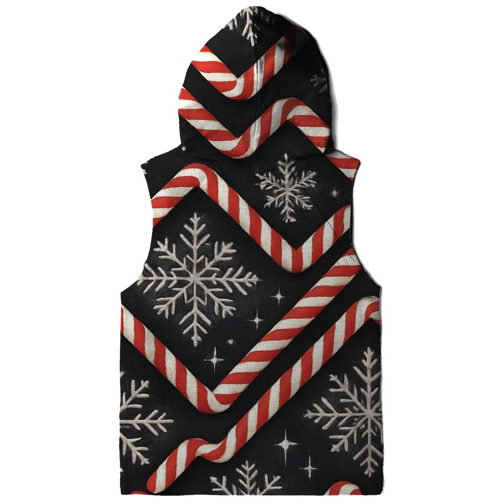 Midnight Snowflake And Candy Cane Chevron On Charcoal Background hoodie trends