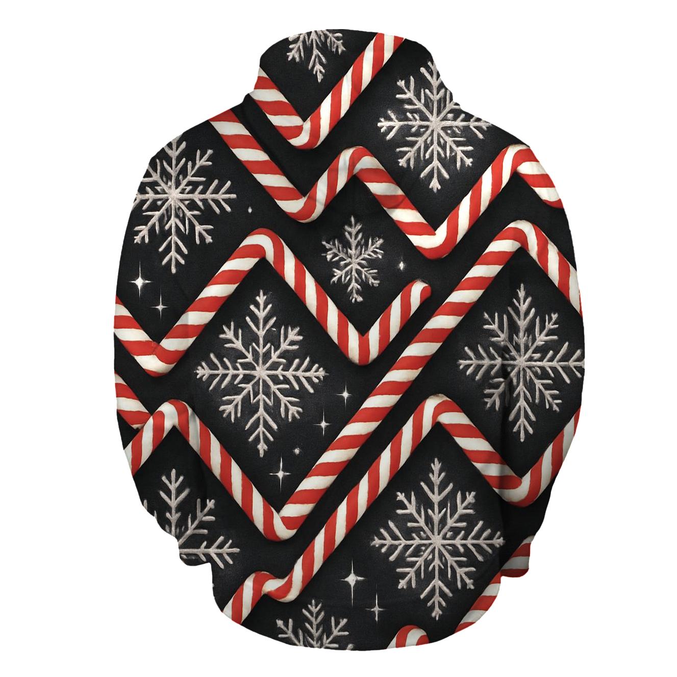 Midnight Snowflake And Candy Cane Chevron On Charcoal Background pullover hoodies