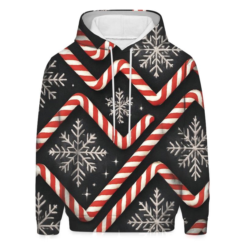 Midnight Snowflake And Candy Cane Chevron On Charcoal Background zip-up hoodies