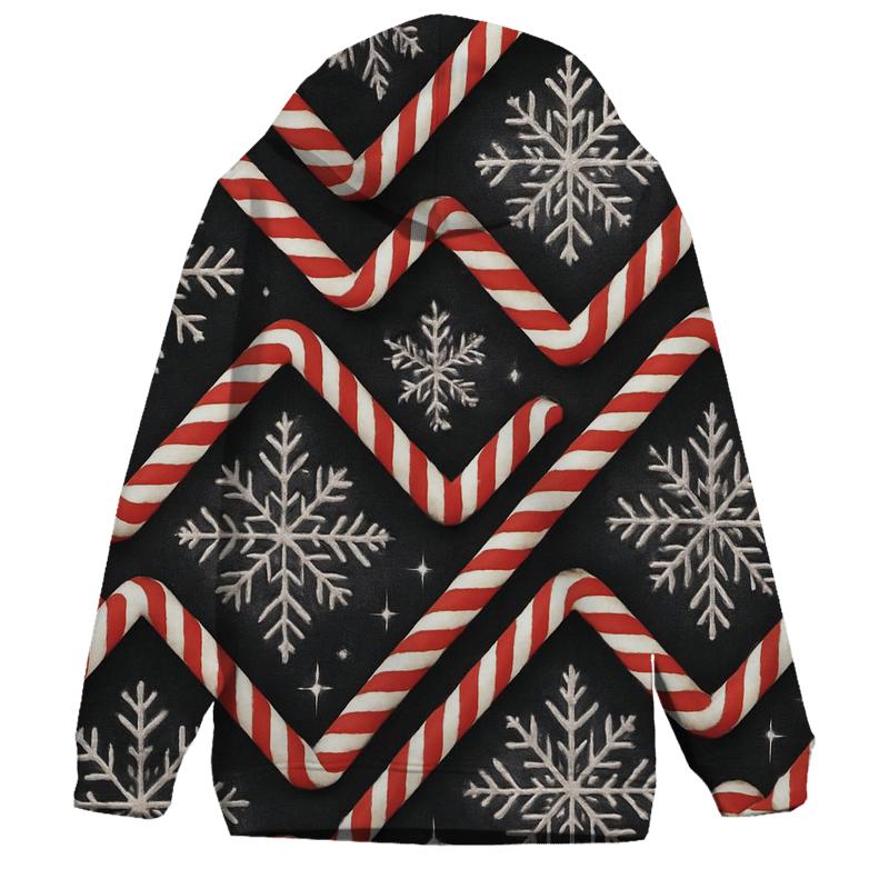 Midnight Snowflake And Candy Cane Chevron On Charcoal Background zip-up hoodies
