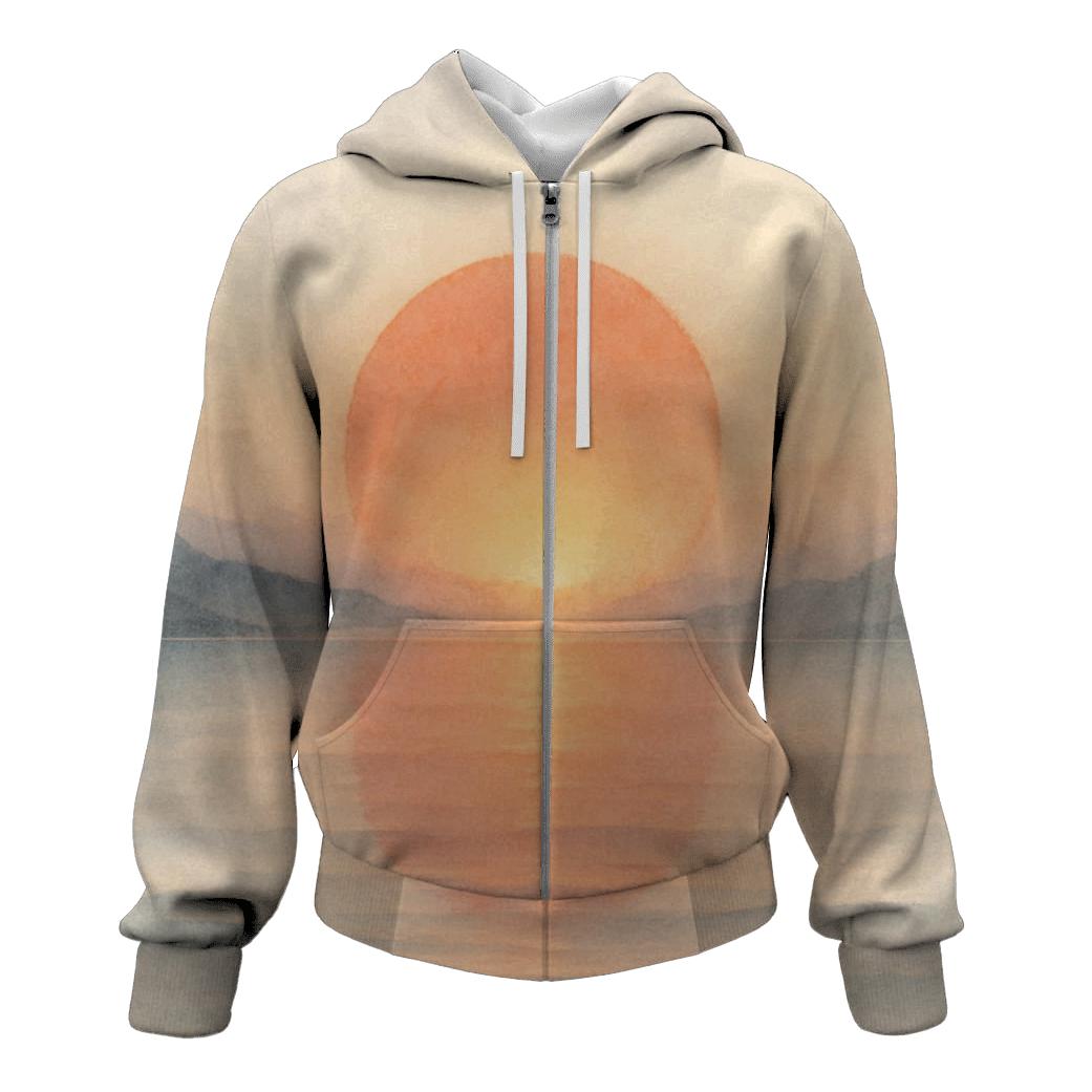Rising Sun Watercolor Horizon Japan pullover hoodies