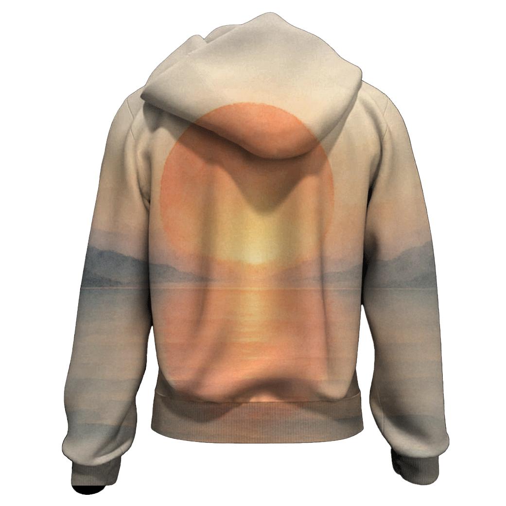 Rising Sun Watercolor Horizon Japan pullover hoodies