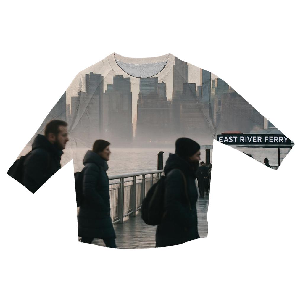 Gantry Plaza Dawn Commute Across The East River fashion 3/4 sleeve shirts