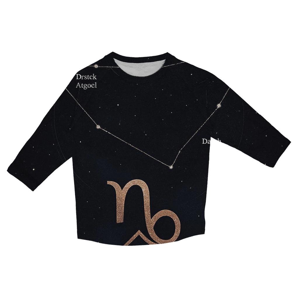 Capricorn Mountain Goat Star Chart Emblem custom 3/4 sleeve shirts