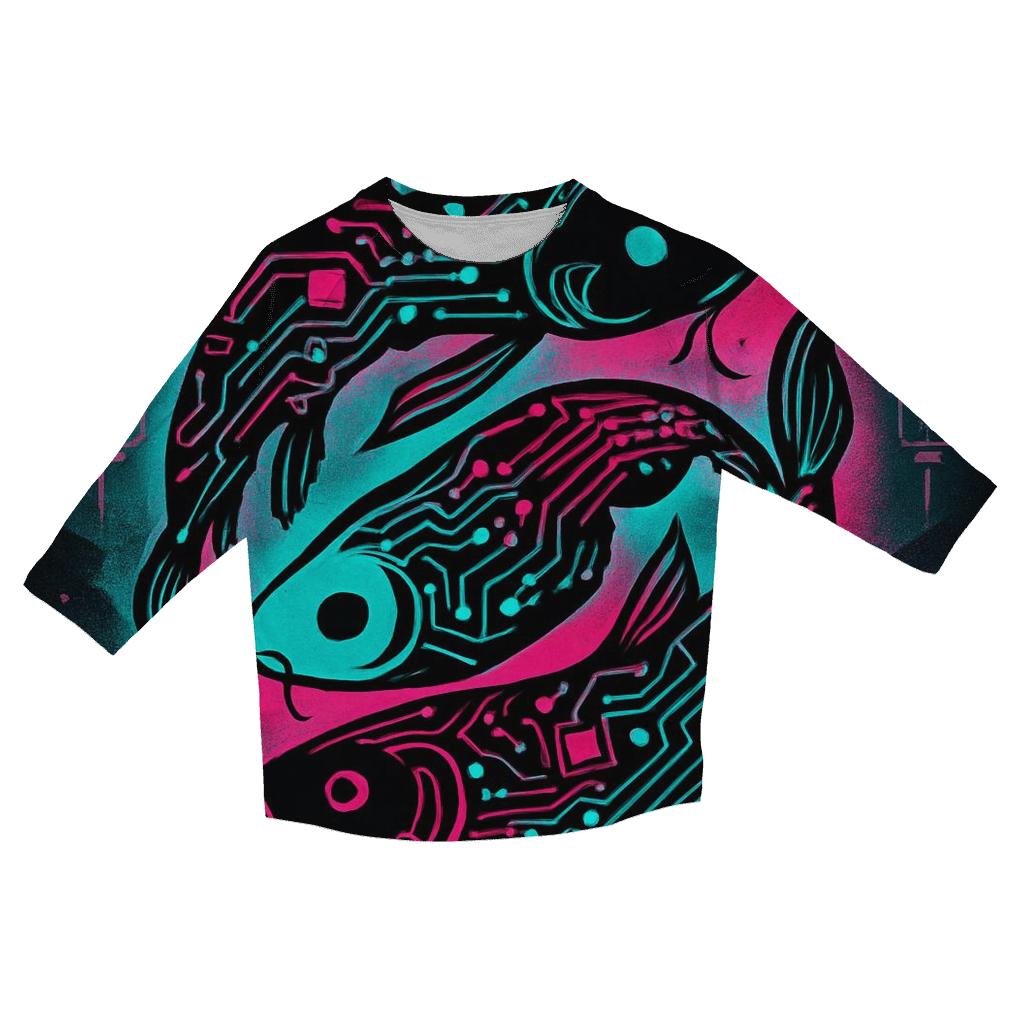 Neon Night Market Koi Circuit cotton quarter sleeve shirts