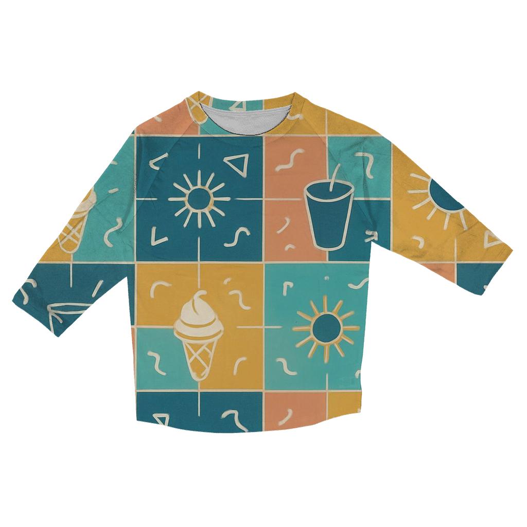 Mall Food Court Neon Tiles stylish quarter sleeve tops