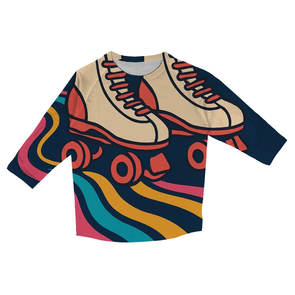 Roller Rink Neon Waves custom 3/4 sleeve shirts