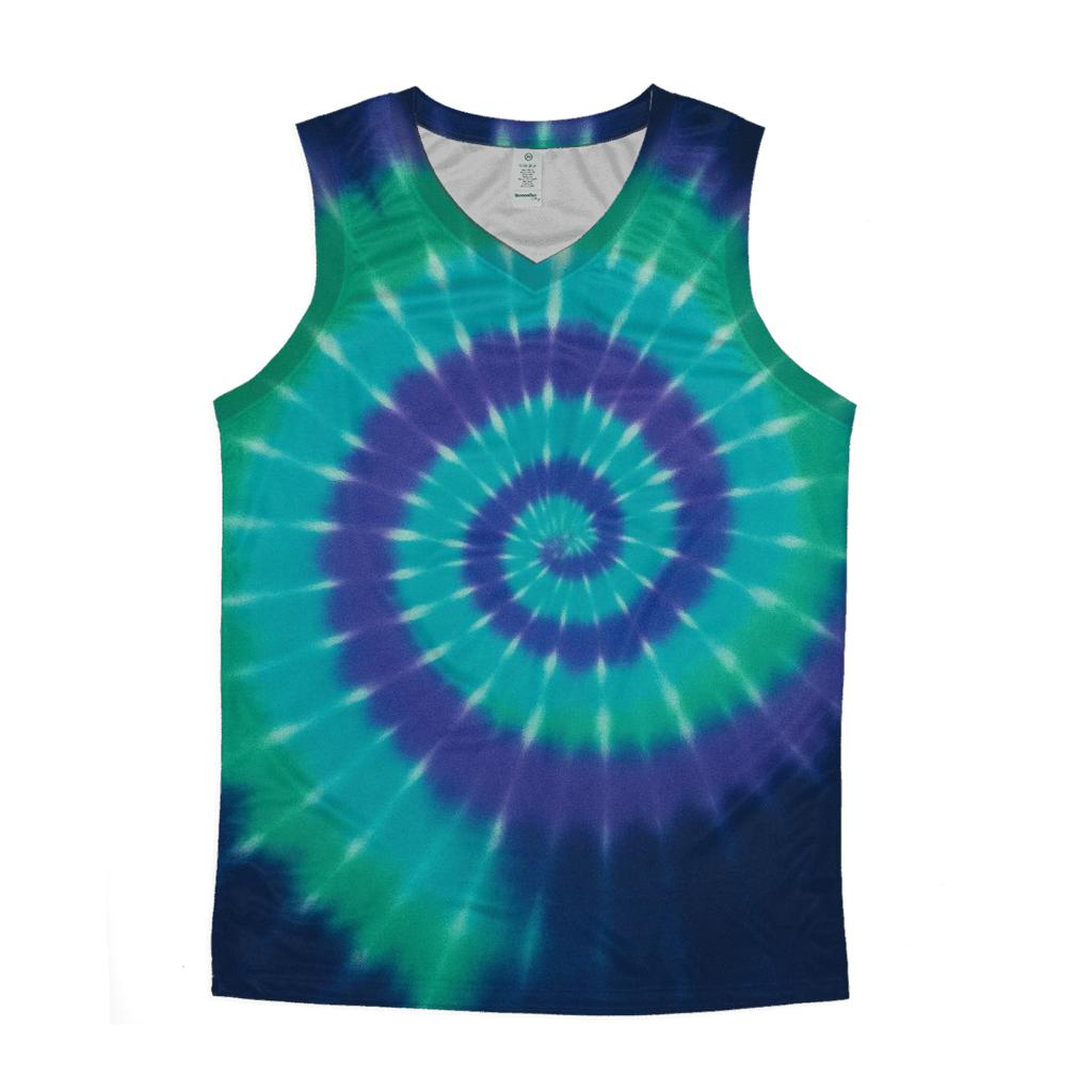 Aurora Spiral Overdye Vortex graphic print tank tops