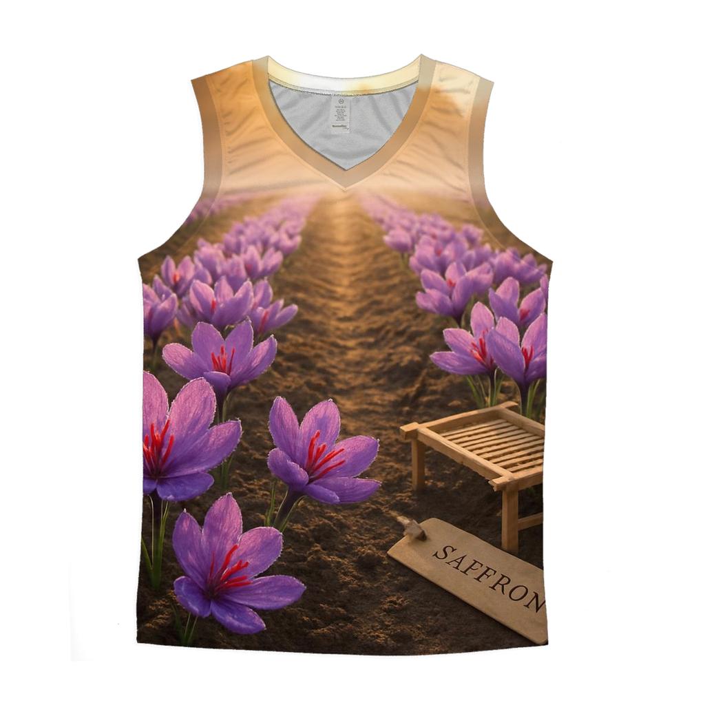 Saffron Crocus Rows After Dawn Mist cotton sleeveless tops
