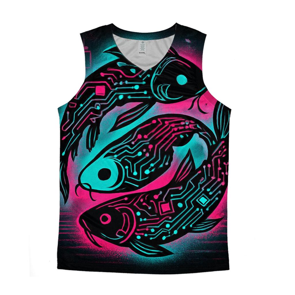 Neon Night Market Koi Circuit designer workout tanks