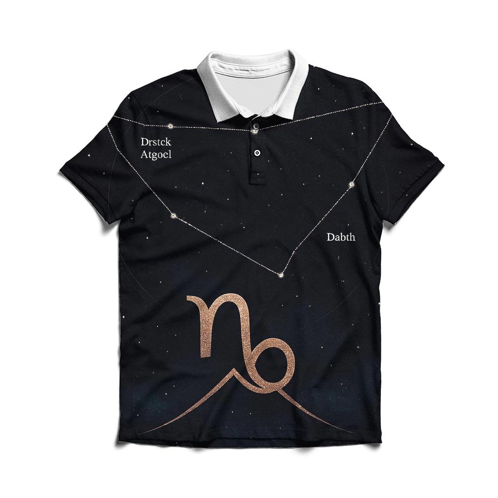 Capricorn Mountain Goat Star Chart Emblem branded logo polo shirts