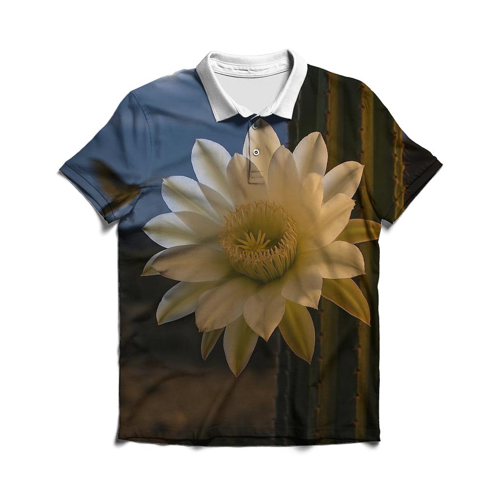 Moonlit Queen Of The Night Cactus Bloom designer slim fit polos
