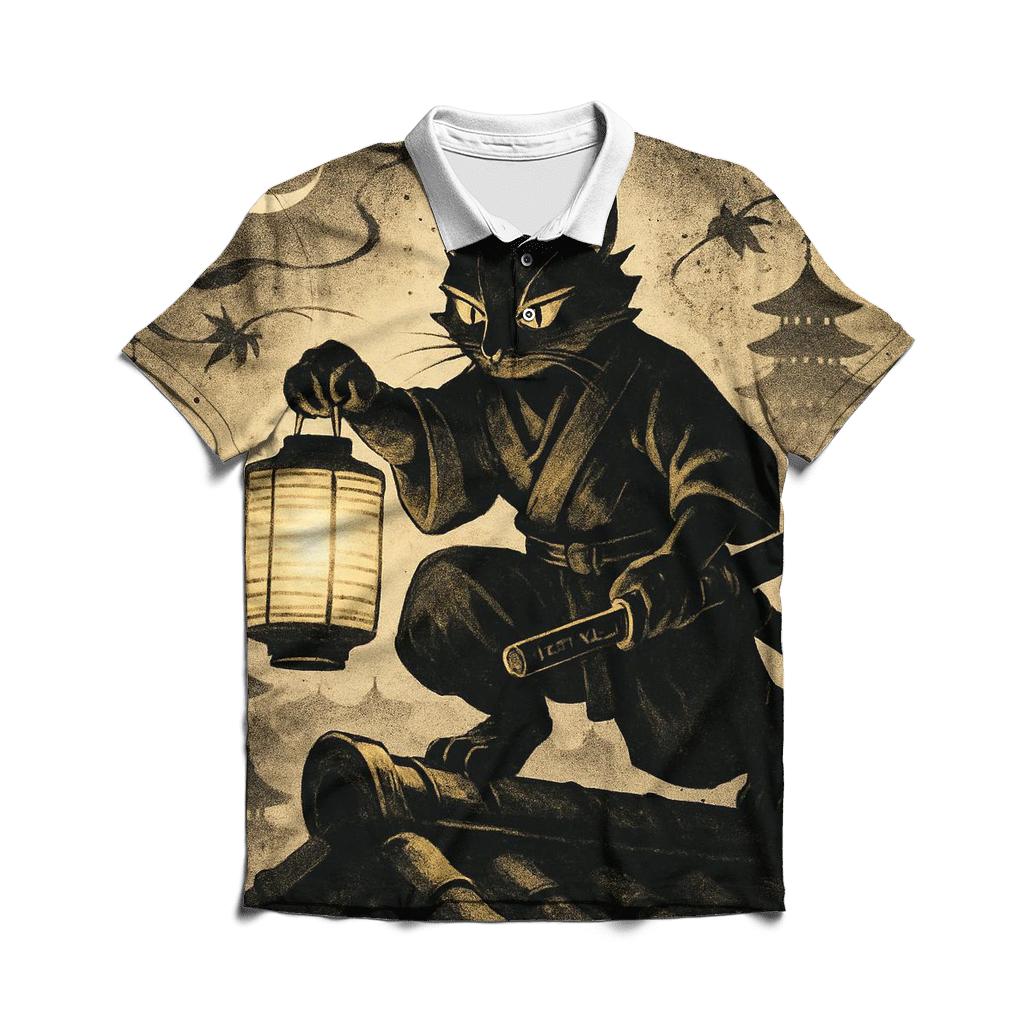 Midnight Lantern Ronin Cat designer slim fit polos
