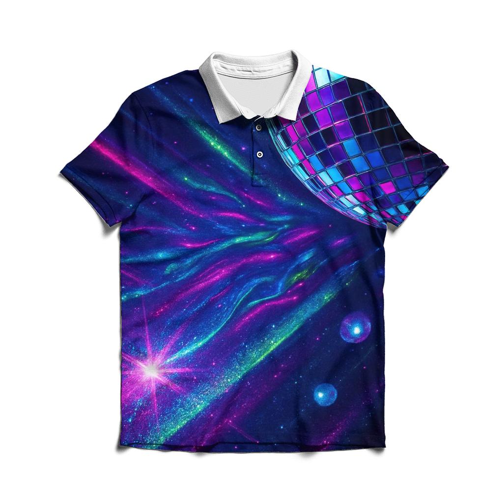 Neon Prism Disco Arc casual sports polo shirts