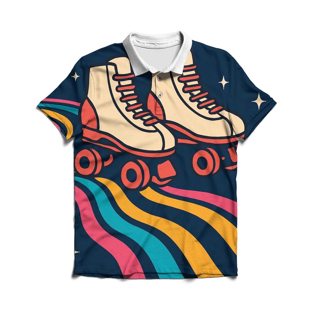 Roller Rink Neon Waves casual sports polo shirts