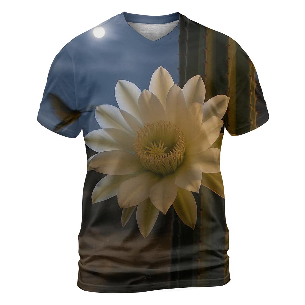 Moonlit Queen Of The Night Cactus Bloom designer pattern shirts