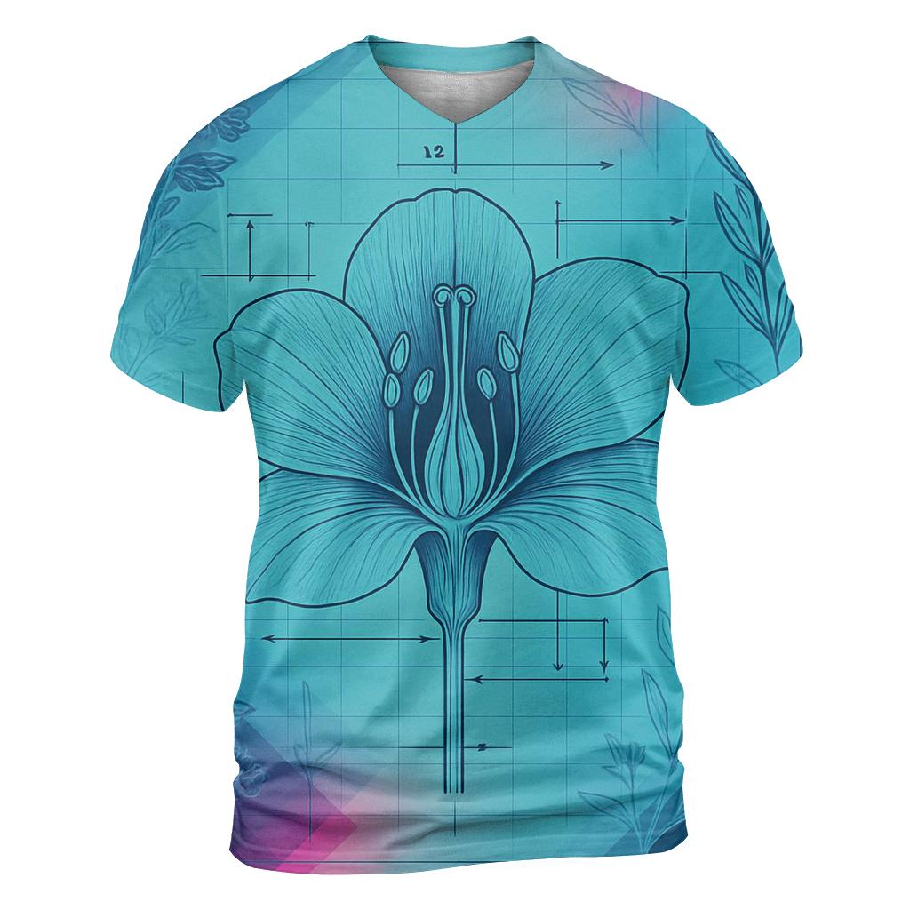 Prismatic Blueprint Botanical vibrant all-over design tees