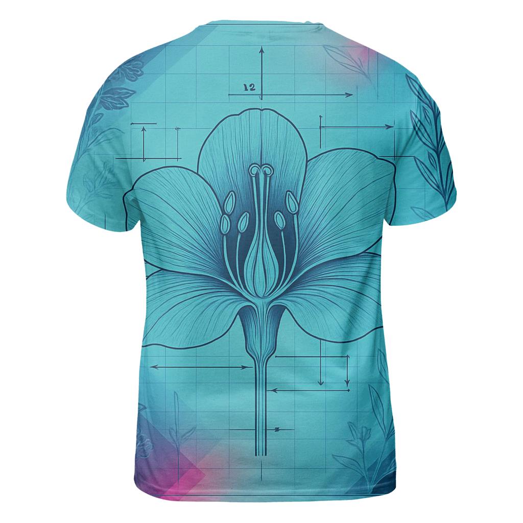 Prismatic Blueprint Botanical vibrant all-over design tees