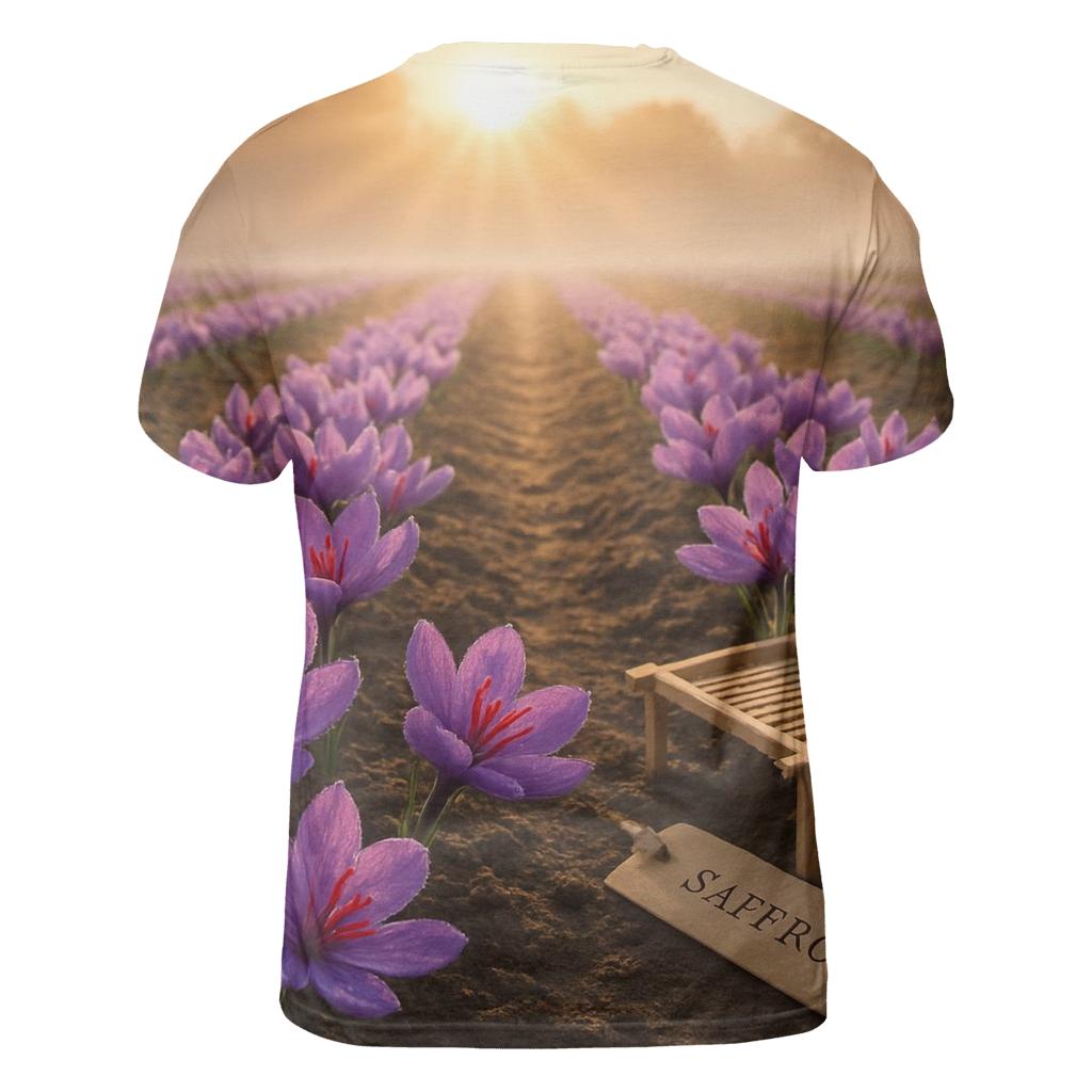 Saffron Crocus Rows After Dawn Mist artistic all-over print tops