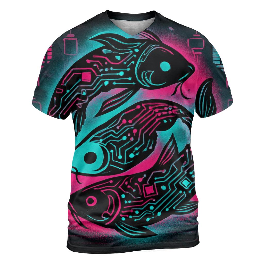 Neon Night Market Koi Circuit unique graphic print tees