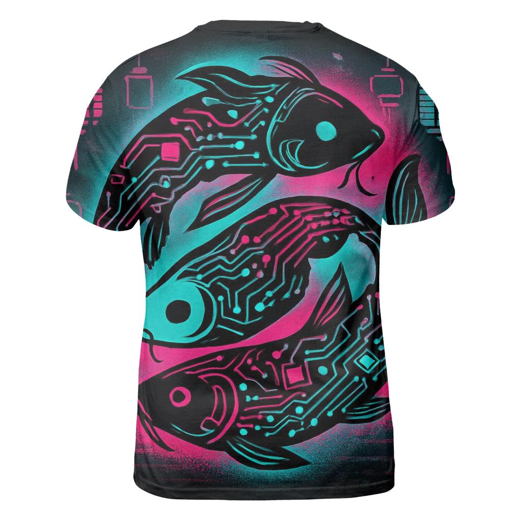 Neon Night Market Koi Circuit unique graphic print tees
