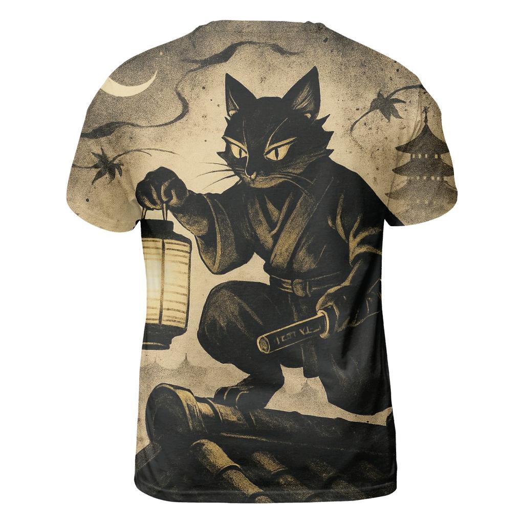Midnight Lantern Ronin Cat trendy printed shirt styles