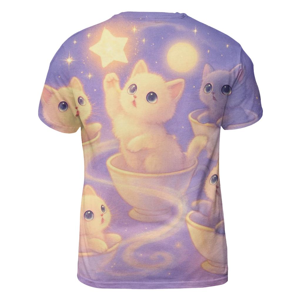 Moonlit Teacup Kitten Carousel unique graphic print tees