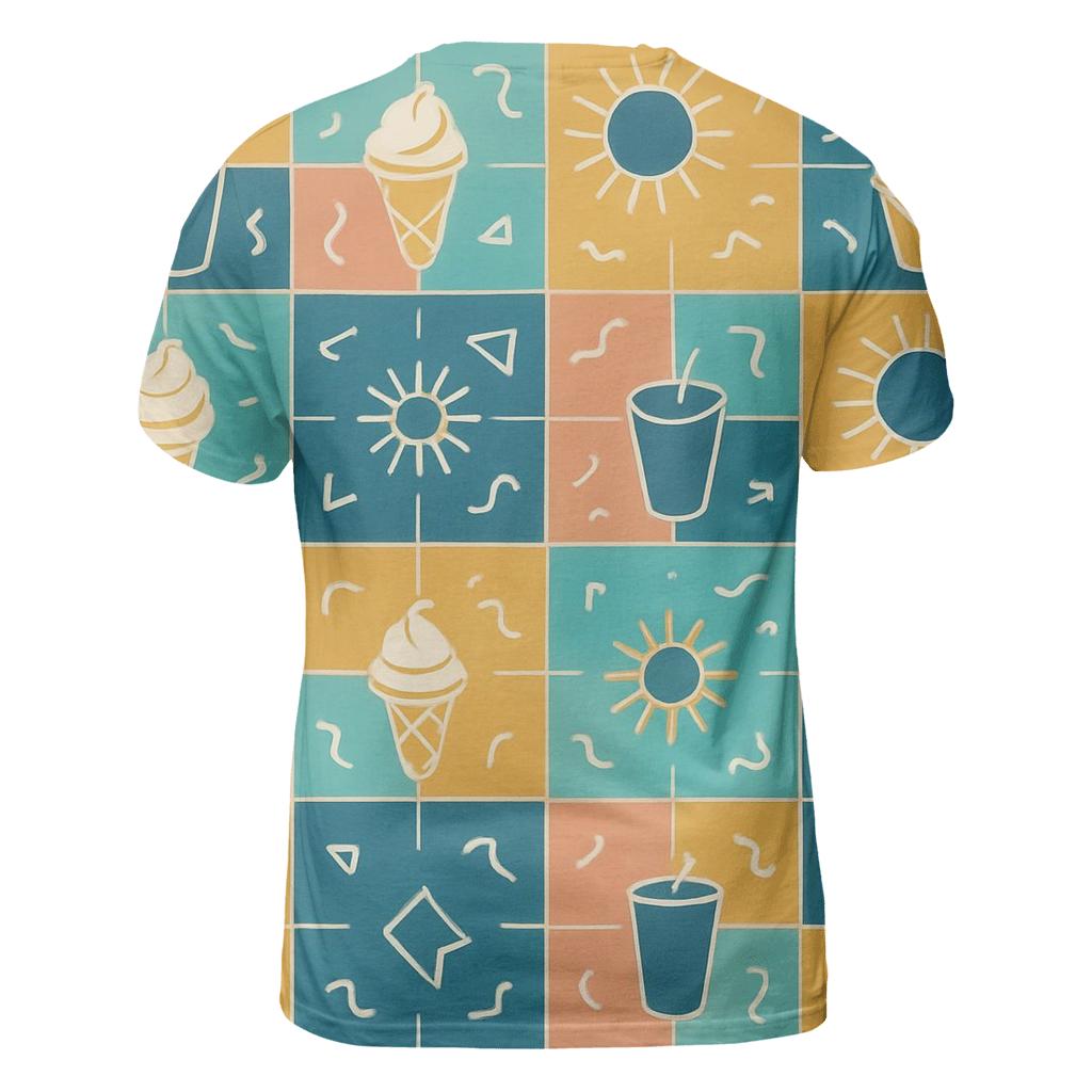 Mall Food Court Neon Tiles creative print fashion shirts