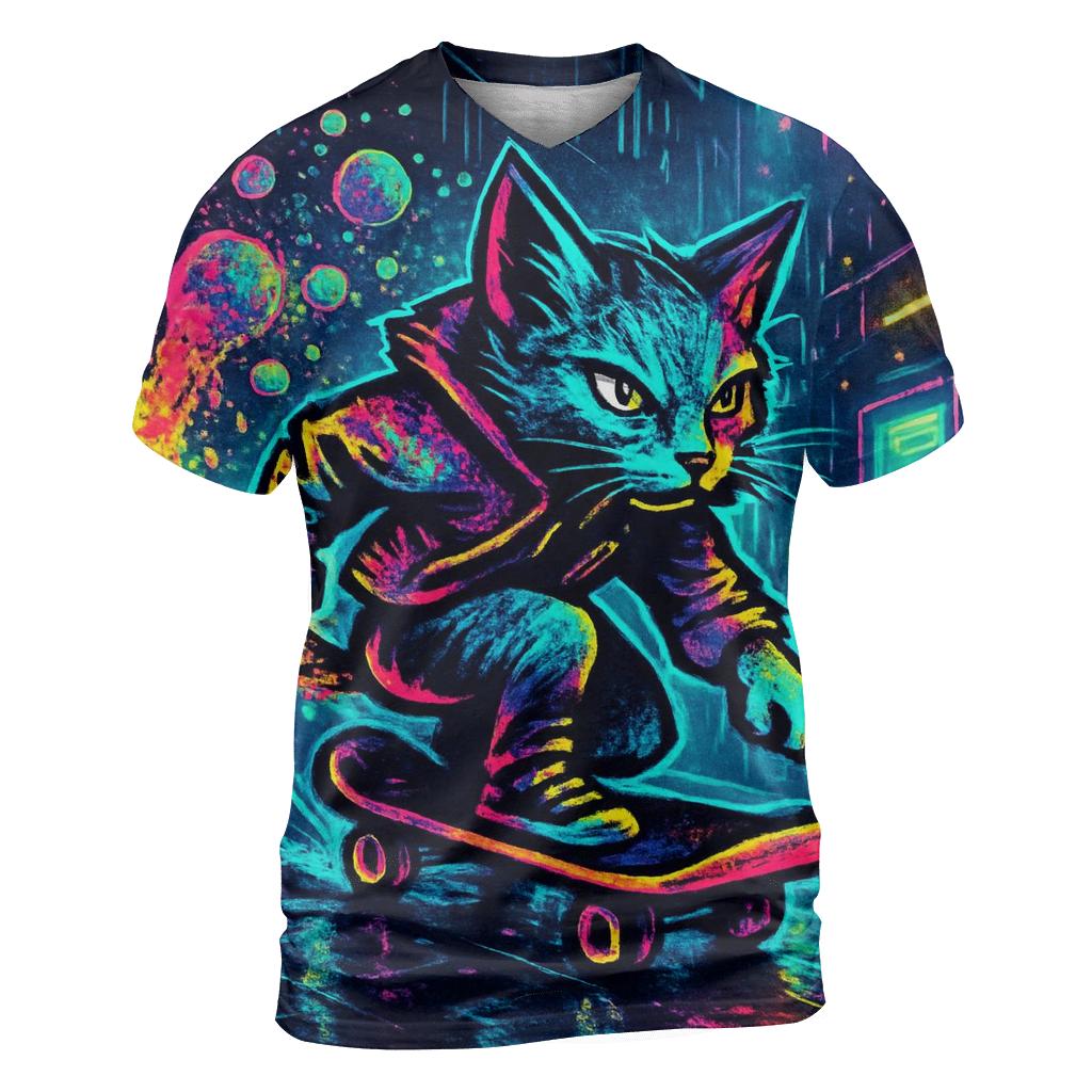 Neon Bubblewave Alley Cat statement graphic shirts