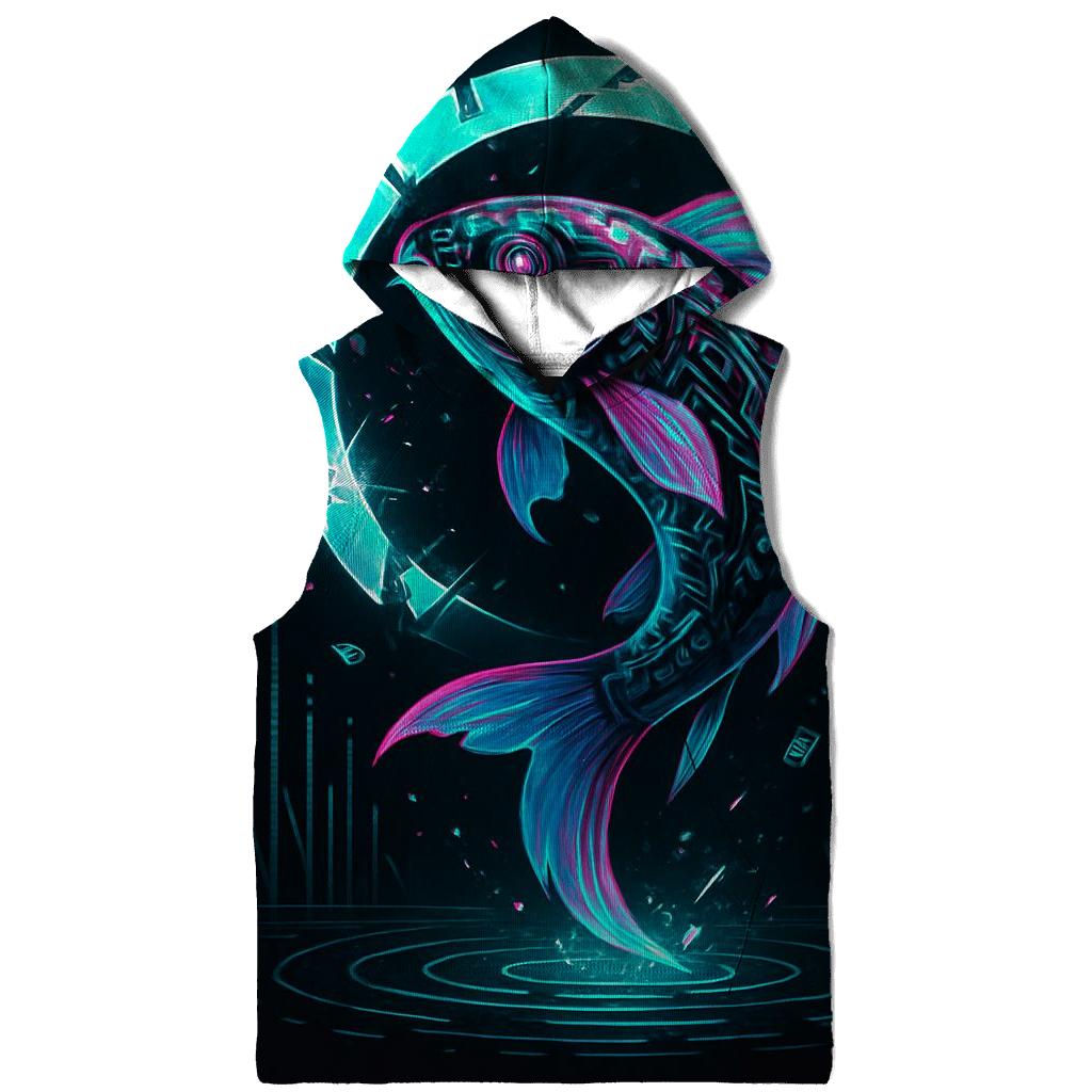 Neon Koi Of The Glitch Lagoon designer hoodies