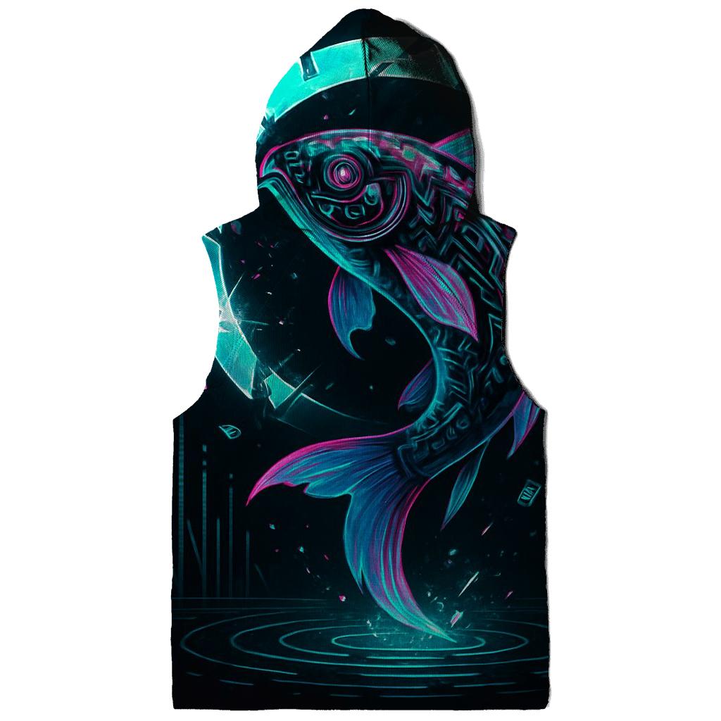 Neon Koi Of The Glitch Lagoon designer hoodies