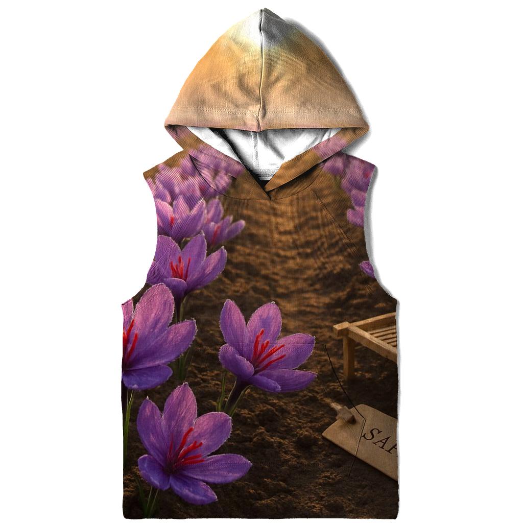 Saffron Crocus Rows After Dawn Mist embroidered hoodies