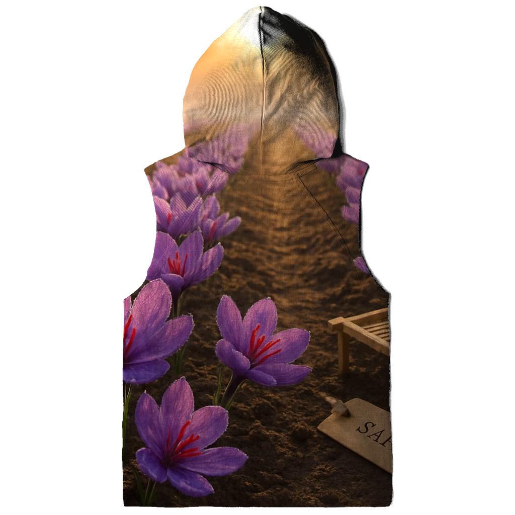 Saffron Crocus Rows After Dawn Mist embroidered hoodies