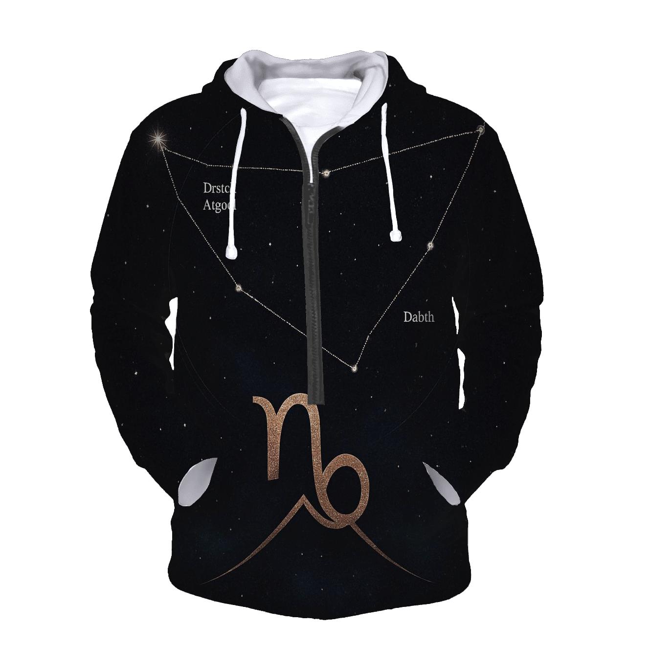 Capricorn Mountain Goat Star Chart Emblem lightweight hoodies