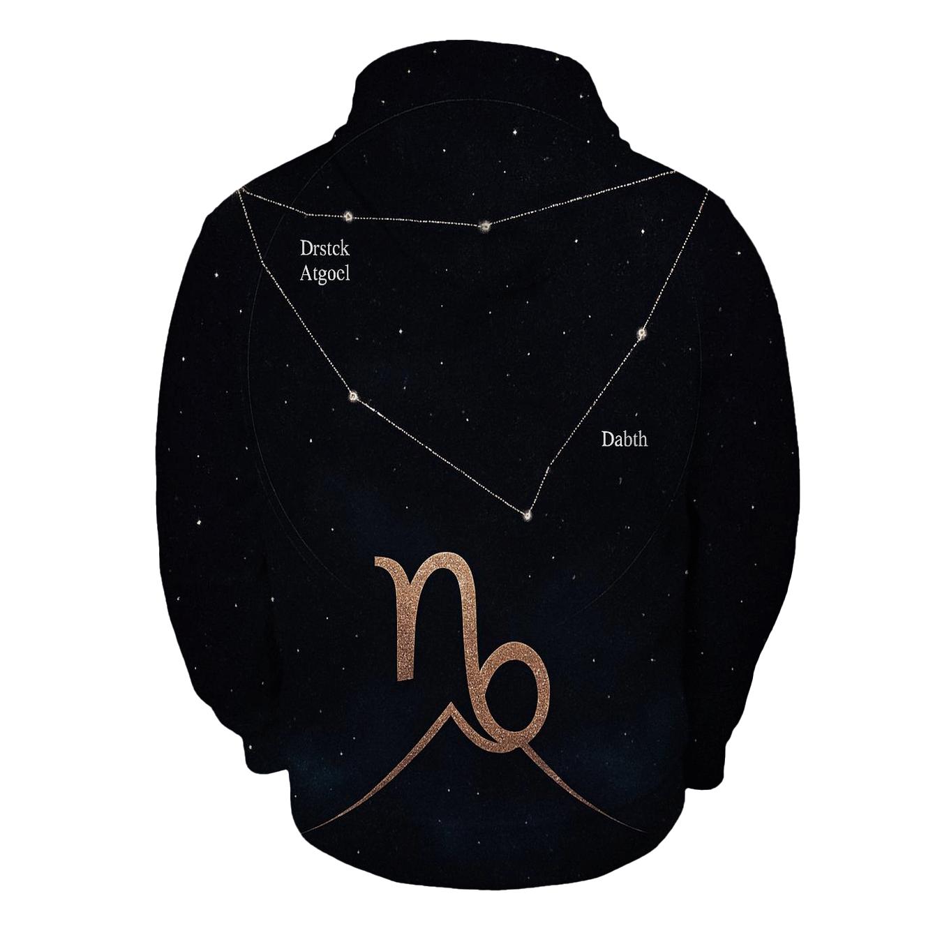 Capricorn Mountain Goat Star Chart Emblem lightweight hoodies