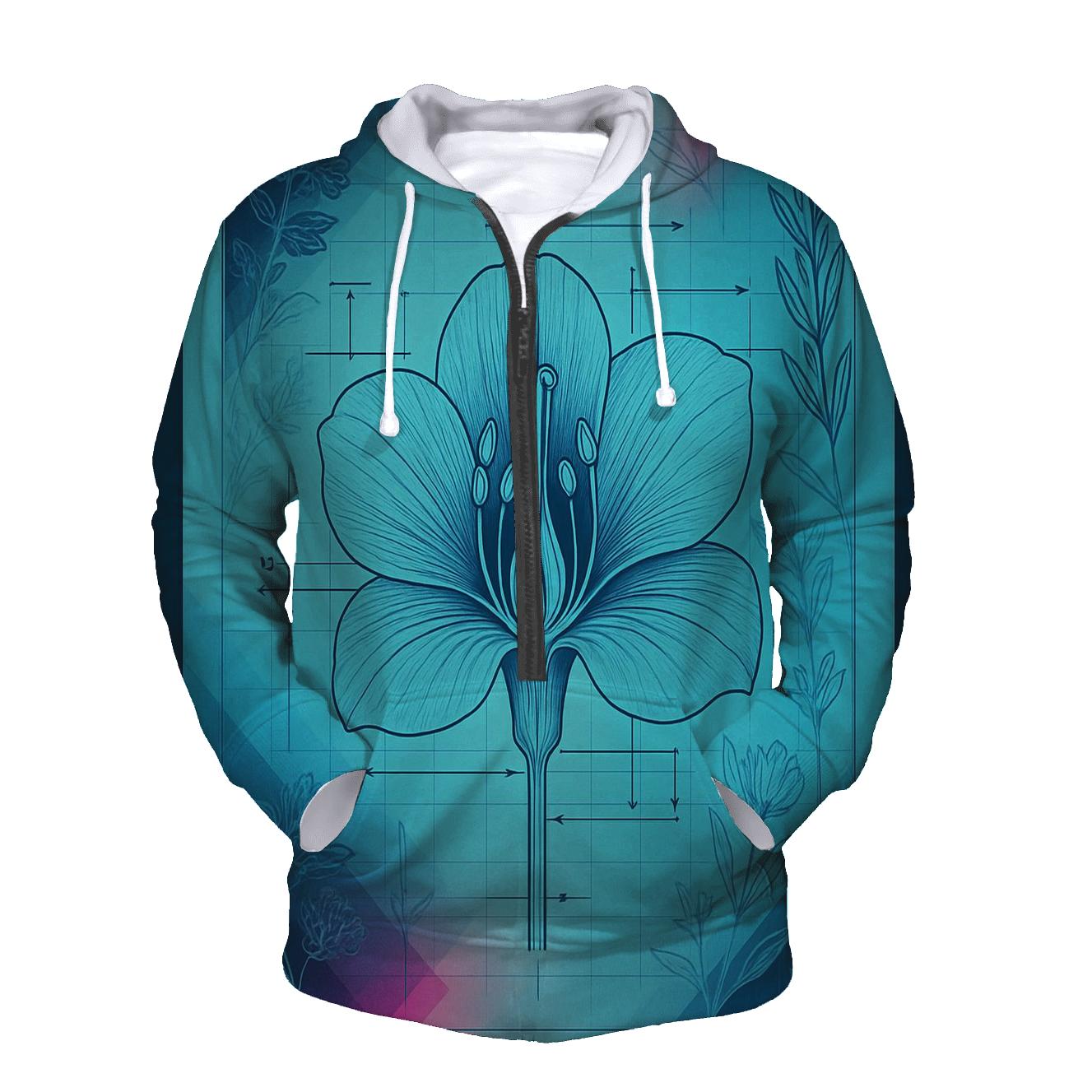 Prismatic Blueprint Botanical graphic hoodies